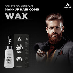 Man-Up Hair comb wax | 2-in-1 Men Hair Styling Gel with Comb | Strong Hold Wet look | Long Lasting | Styling Moisturizing