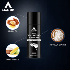 Man-Up Hair Volumizing Powder Wax For Men | Strong Hold With Matte Finish Hair Styling | All Natural Hair Styling Powder | For All Hair Types - 10gm (Pack of 50)