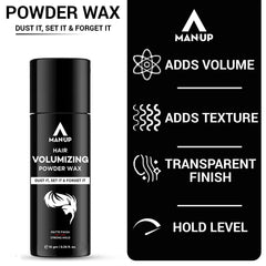 Man-Up Hair Volumizing Powder Wax For Men | Strong Hold With Matte Finish Hair Styling | All Natural Hair Styling Powder | For All Hair Types - 10gm (Pack of 50)