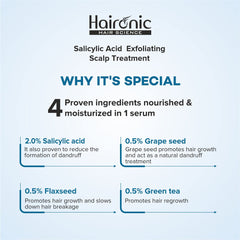 Haironic 2% Salicylic Acid Exfoliating Scalp Oil & Flake Control Hair Serum Best for Oily, Itchy & Flaky Scalp | Suitable for All Hair Types - 100ml (Pack of 2)