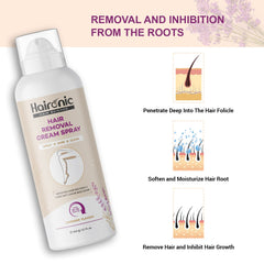 Haironic Hair Removal Cream Spray | Painless Hair Remover Spray for Arms, Legs & Armpits | Removes Hair in 10 Minutes with Skin Detan | Lavender Flavor | For Women – 200gm (Pack of 3)