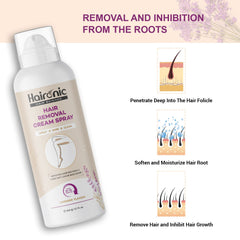 Haironic Hair Removal Cream Spray | Painless Hair Remover Spray for Arms, Legs & Armpits | Removes Hair in 10 Minutes with Skin Detan | Lavender Flavor | For Women – 200gm (Pack of 5)