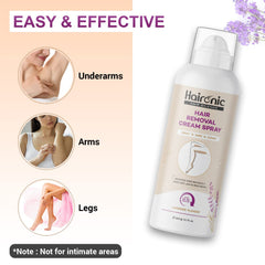 Haironic Hair Removal Cream Spray | Painless Hair Remover Spray for Arms, Legs & Armpits | Removes Hair in 10 Minutes with Skin Detan | Lavender Flavor | For Women – 200gm (Pack of 5)