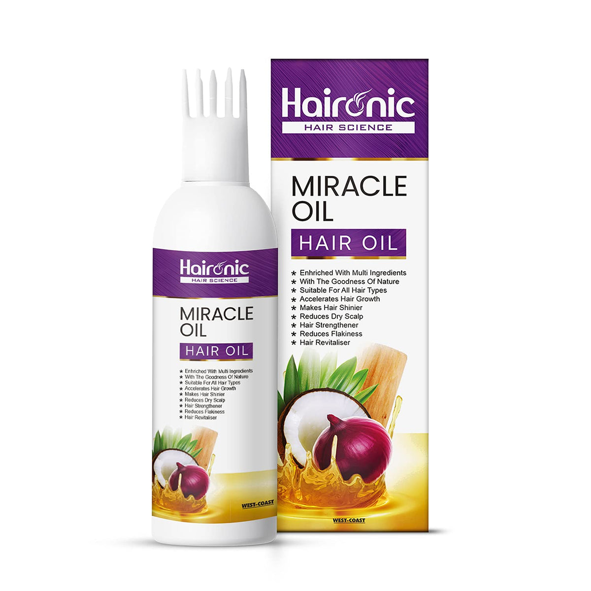 Haironic Hair Science Miracle Hair Oil Enriched With Multi Ingredients for Anti-Hair Fall Control with Organic Onion and Sesame Seeds Oil -100ml (Pack of 5)