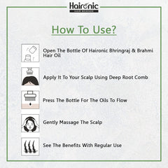 Haironic Hair Science Bhringraj & Brahmi Hair Oil | Helps To Nourish Your Hair Roots & Scalp for All Hair Type - 100ml (Pack of 10)