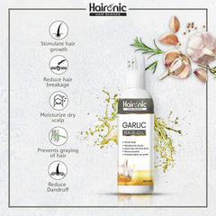 Haironic Hair Science Garlic Hair Oil for Control Dandruff, Control Hair Loss and 100 % Pure & Natural – 100ml