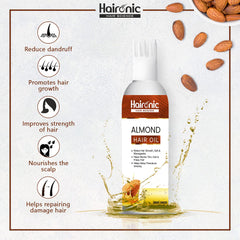 Haironic Hair Science Almond Hair Oil | Makes Hair Smooth, Soft & Manageable, Helps Revive Thin, Dull & Frizzy Hair | Suitable For All Hair Types - 100ml (Pack of 5)