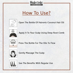 Haironic Hair Science Coconut Hair Oil for All Hair Types and Skin Type Daily Hydration – 100ml (Pack of 10)