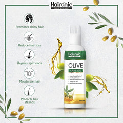 Haironic Hair Science Olive Hair Oil | Helps Combat Dandruff, Smooth Dry Hair, Reduces Hair Fall & Reduces Hair Breakage - 100ml (Pack of 5)