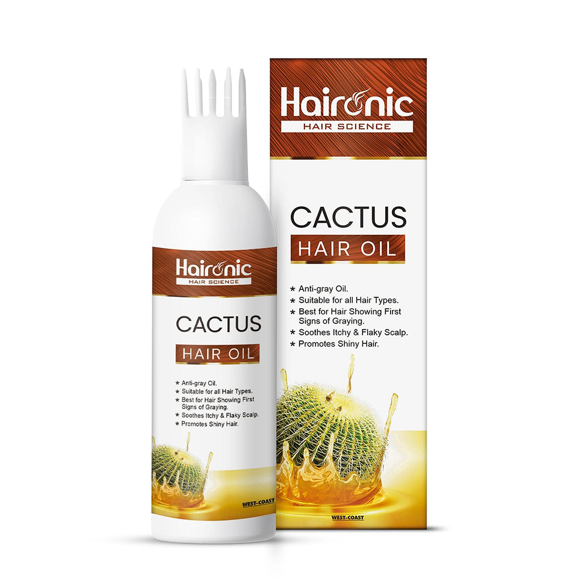 Haironic Hair Science Cactus Hair Oil | Promotes Shiny Hair |Non-Sticky & Suitable for All Hair Types – 100ml (Pack of 10)