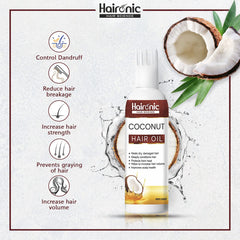 Haironic Hair Science Coconut Hair Oil for All Hair Types and Skin Type Daily Hydration, Skin Moisturizer & Promotes Healthy Hair – 100ml