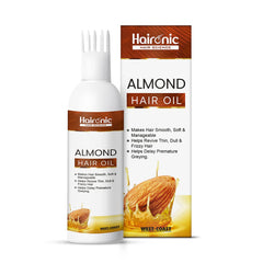 Haironic Hair Science Almond Hair Oil | Makes Hair Smooth, Soft & Manageable, Helps Revive Thin, Dull & Frizzy Hair | Suitable For All Hair Types - 100ml