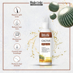 Haironic Hair Science Cactus Hair Oil | Promotes Shiny Hair |Non-Sticky & Suitable for All Hair Types – 100ml (Pack of 2)