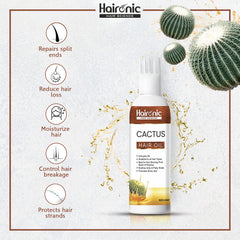 Haironic Hair Science Cactus Hair Oil | Promotes Shiny Hair |Non-Sticky & Suitable for All Hair Types – 100ml (Pack of 5)